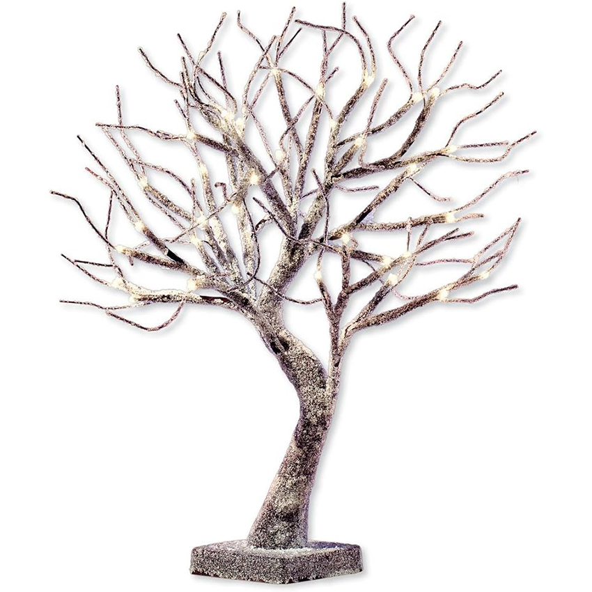 Árbol 3D Sakura Nevado, 45 cm de elegante color blanco cálido. Ideal para interiores y funciona con pilas (3xAA). Perfecto para decorar y dar un toque mágico a tu espacio.