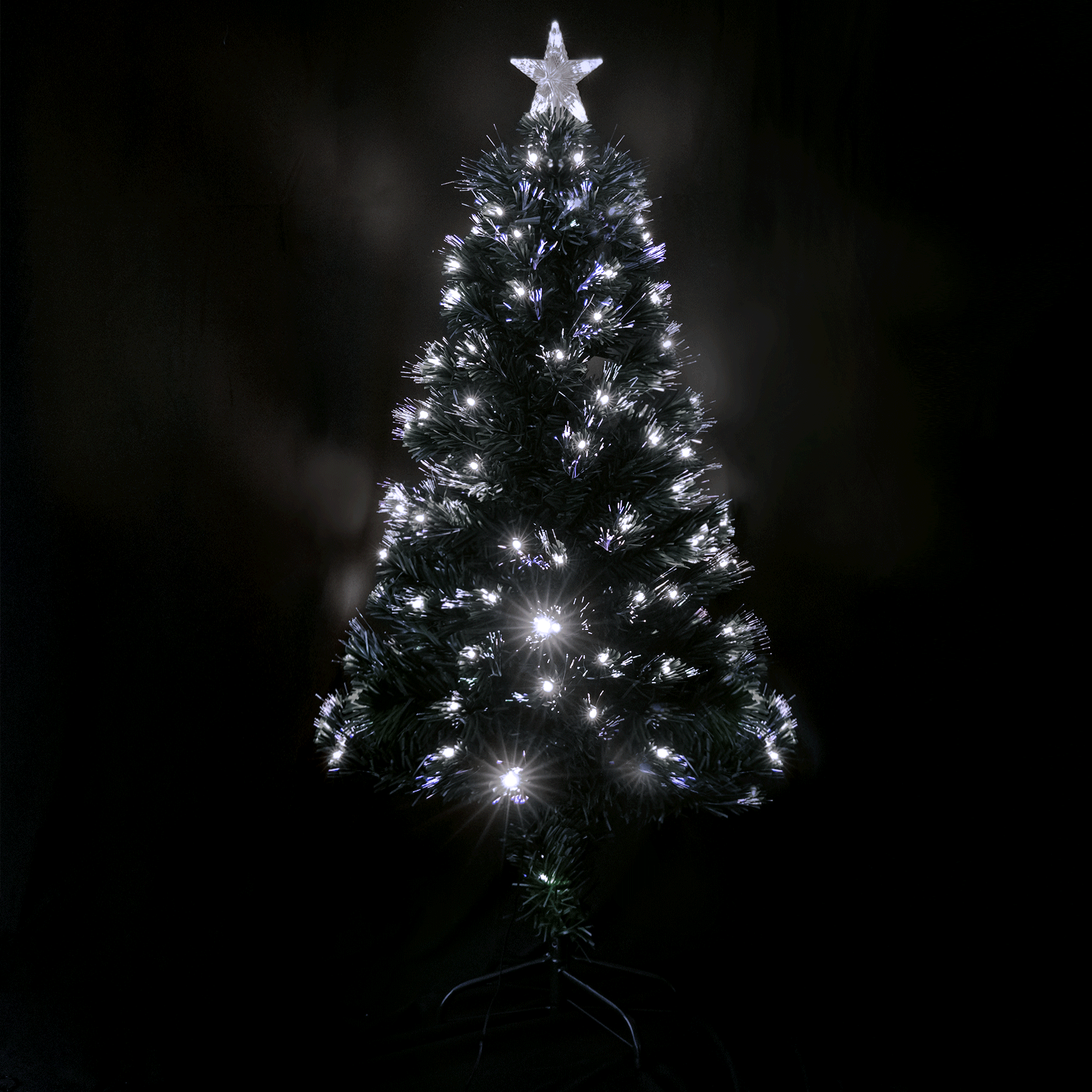 árbol de navidad de fibra óptica 180 cm, bajo voltaje, color blanco frío, ideal para decorar espacios festivos y crear ambiente navideño.